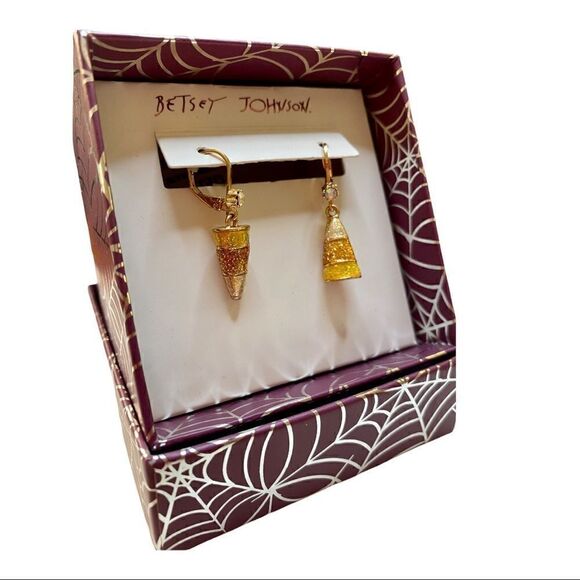 Betsey Johnson Sparkly Candy Corn Dangle Drop Earrings. - Picture 4 of 7